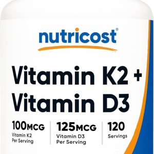 Vitamina Nutricost D3 Y K2 5000ui 120 Capsulas